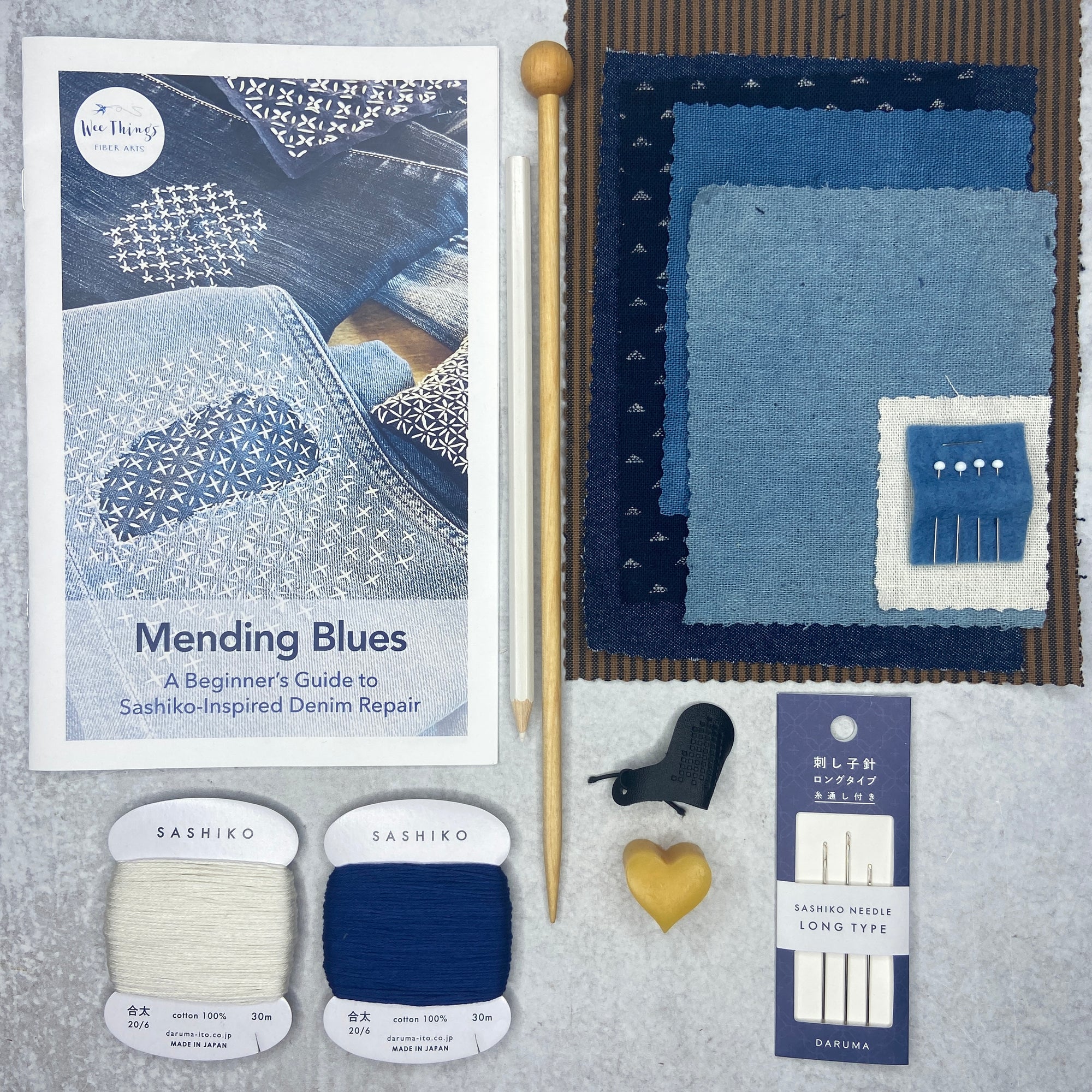 BLUE Mending Kit: Sashiko-Inspired Denim Repair Kit (sign up for in stock alert)