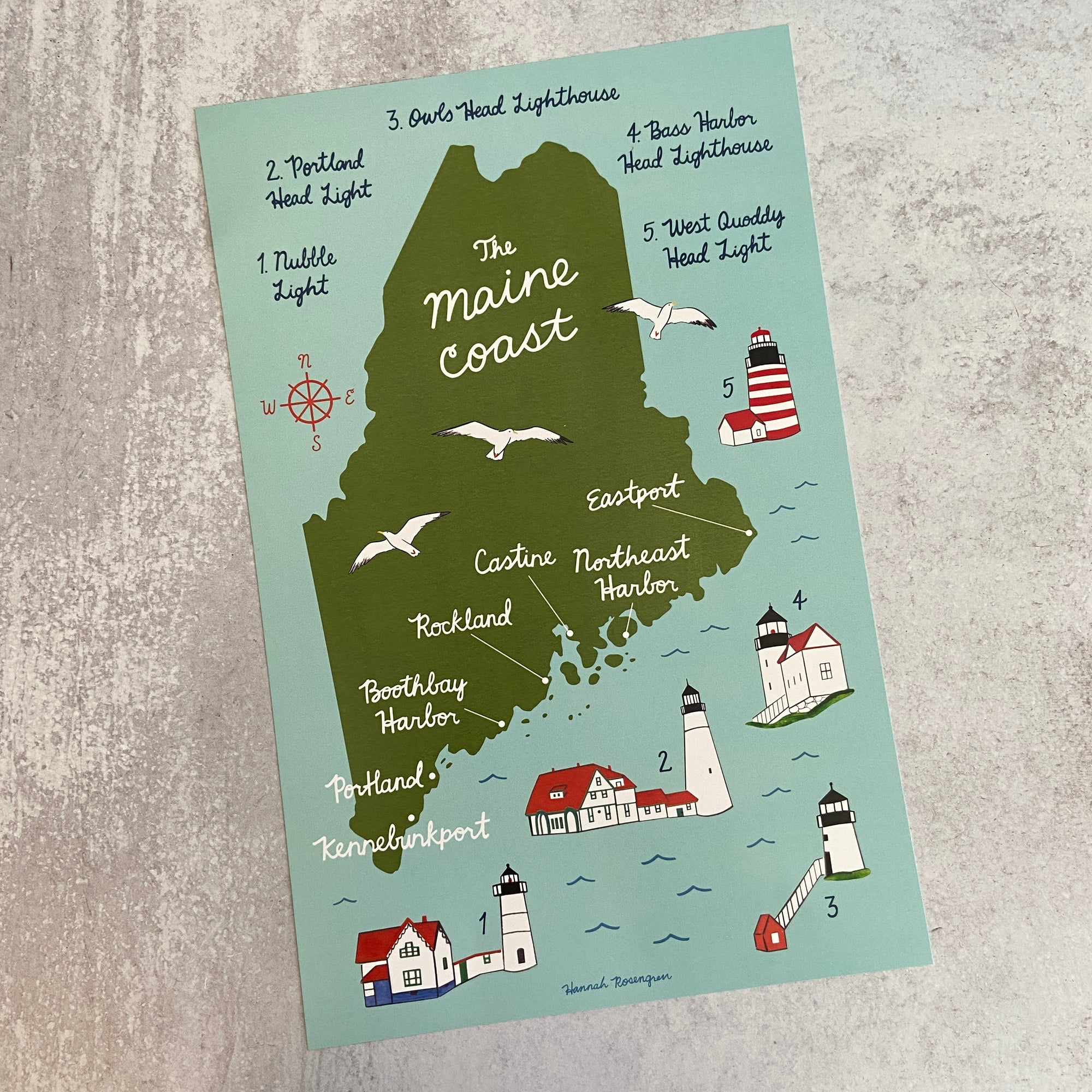Maine Coast Map  - Print